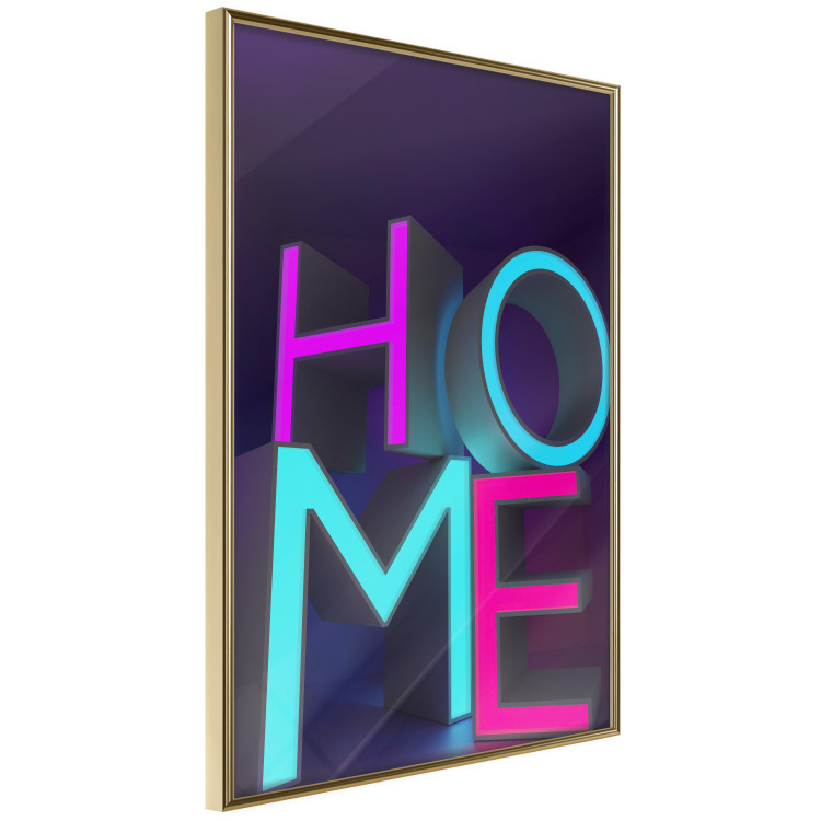 Poster Neon Home - neon English texts with 3D effect on a dark background 135511 additionalImage 24