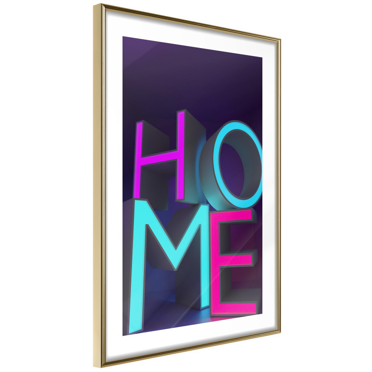 Poster Neon Home - neon English texts with 3D effect on a dark background 135511 additionalImage 22