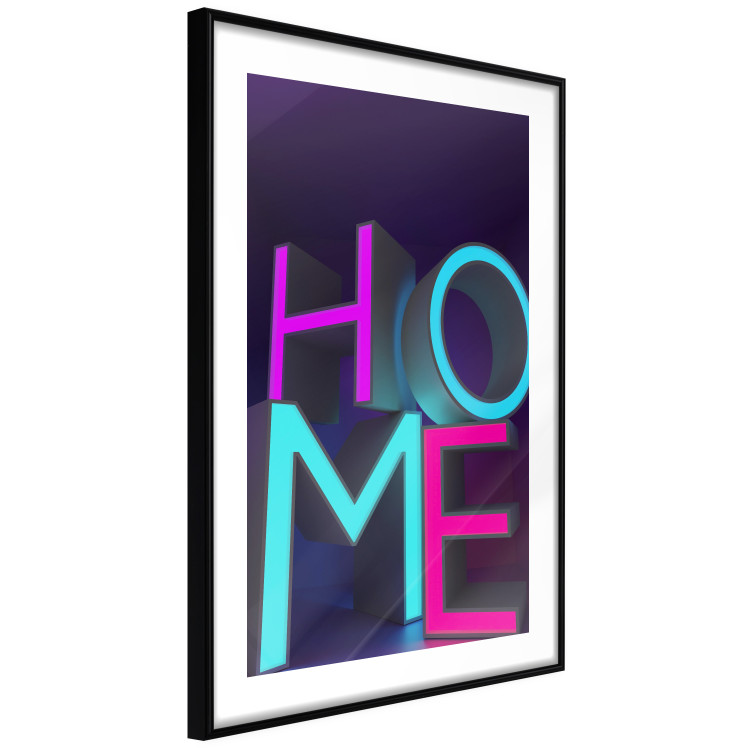 Poster Neon Home - neon English texts with 3D effect on a dark background 135511 additionalImage 16