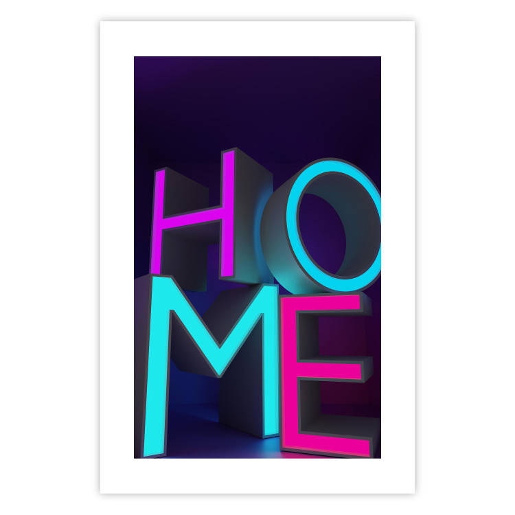 Poster Neon Home - neon English texts with 3D effect on a dark background 135511 additionalImage 7