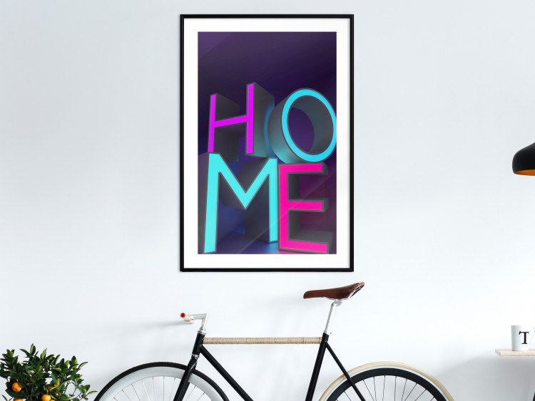 Poster Neon Home - neon English texts with 3D effect on a dark background 135511 additionalImage 15