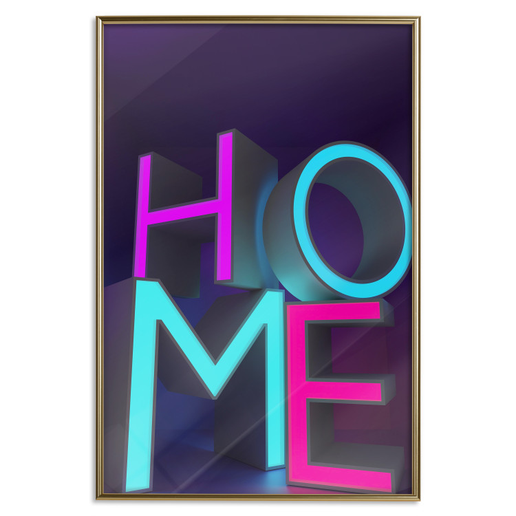 Poster Neon Home - neon English texts with 3D effect on a dark background 135511 additionalImage 5