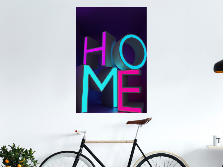 Poster Neon Home - neon English texts with 3D effect on a dark background 135511 additionalImage 19