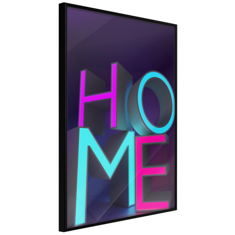 Poster Neon Home - neon English texts with 3D effect on a dark background 135511 additionalImage 25