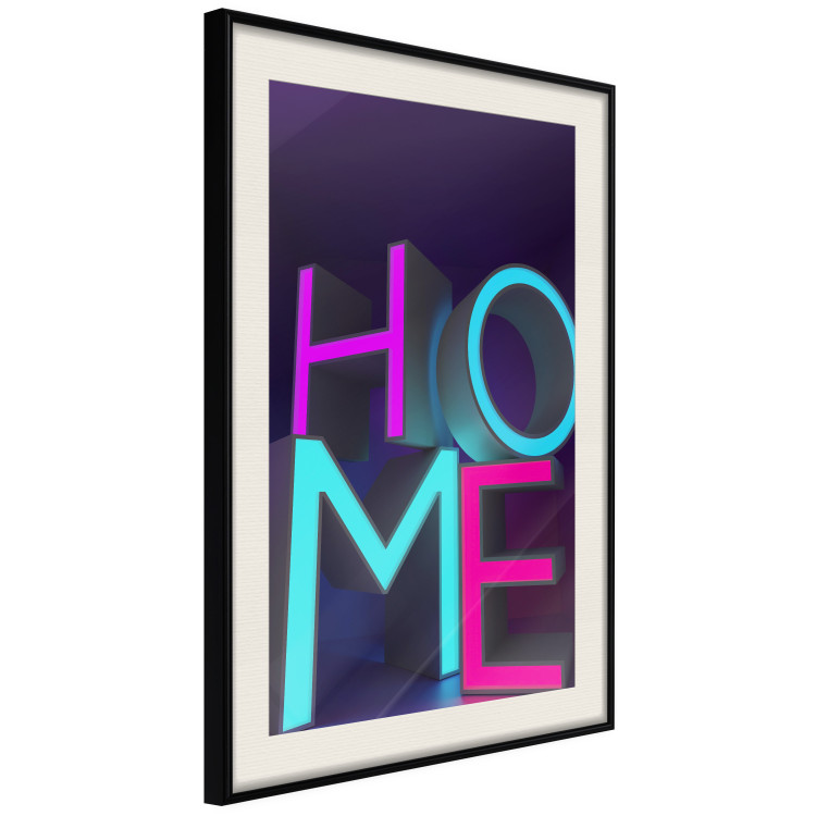 Poster Neon Home - neon English texts with 3D effect on a dark background 135511 additionalImage 21