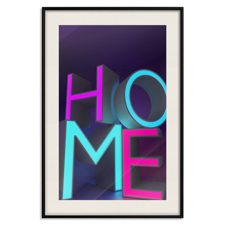 Poster Neon Home - neon English texts with 3D effect on a dark background 135511 additionalImage 4