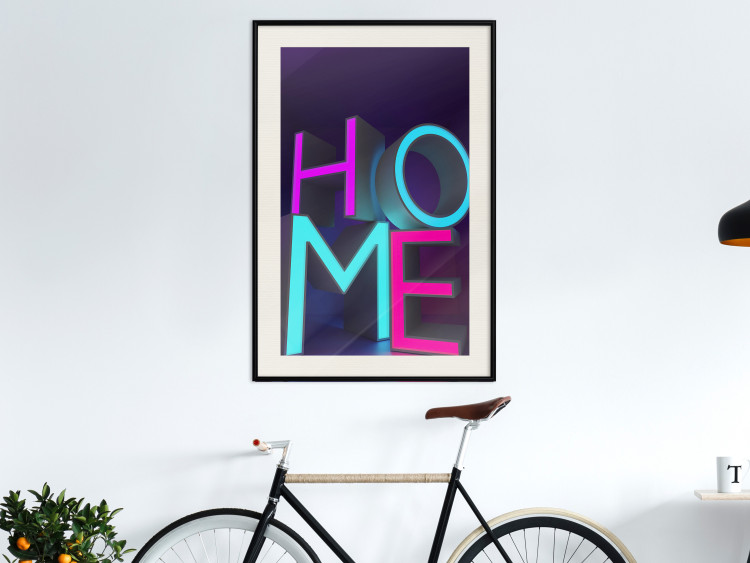Poster Neon Home - neon English texts with 3D effect on a dark background 135511 additionalImage 13
