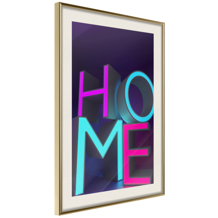 Poster Neon Home - neon English texts with 3D effect on a dark background 135511 additionalImage 20