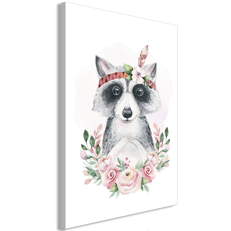 Canvas Print Raccoon with headband - Colorful graphics with animals for children 135711 additionalImage 2