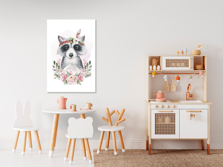 Canvas Print Raccoon with headband - Colorful graphics with animals for children 135711 additionalImage 3