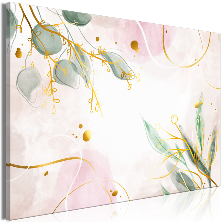Canvas Print Golden Reflection of Flowers - floral theme with plants and waves 135811 additionalImage 2