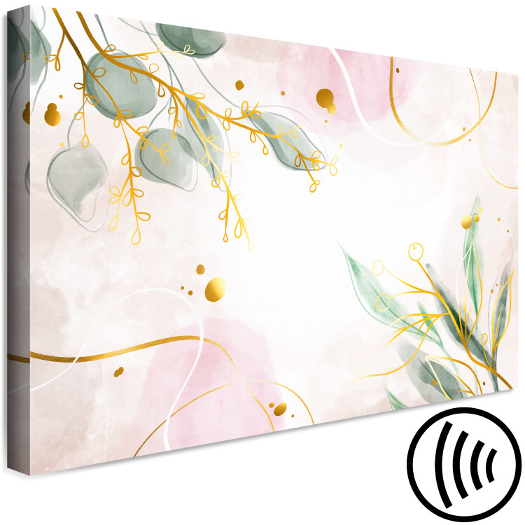 Canvas Print Golden Reflection of Flowers - floral theme with plants and waves 135811 additionalImage 6