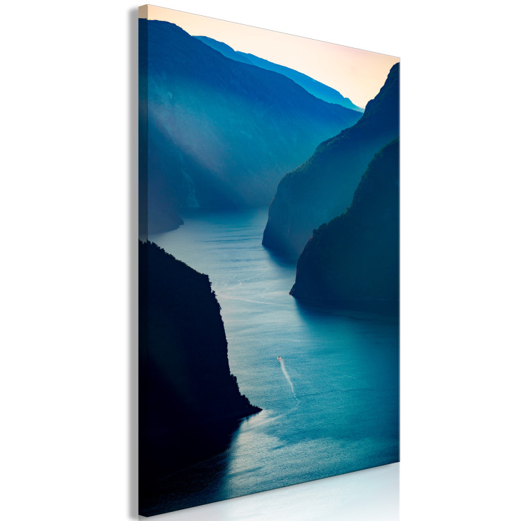 Canvas Art Print Aurlandsfjord (1-piece) Vertical - blue landscape amidst mountains 138711 additionalImage 2