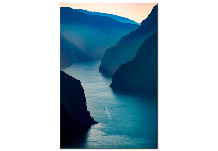 Canvas Art Print Aurlandsfjord (1-piece) Vertical - blue landscape amidst mountains 138711