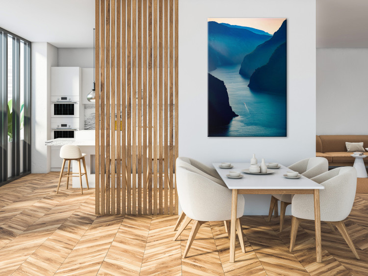 Canvas Art Print Aurlandsfjord (1-piece) Vertical - blue landscape amidst mountains 138711 additionalImage 3