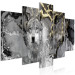 Canvas Art Print Wolves in Gold (5-piece) Wide - gray abstraction and animals 142811 additionalThumb 2