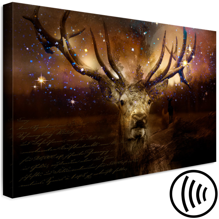 Canvas Art Print Deer Among the Stars (1-piece) - animal on brown forest background 143811 additionalImage 6