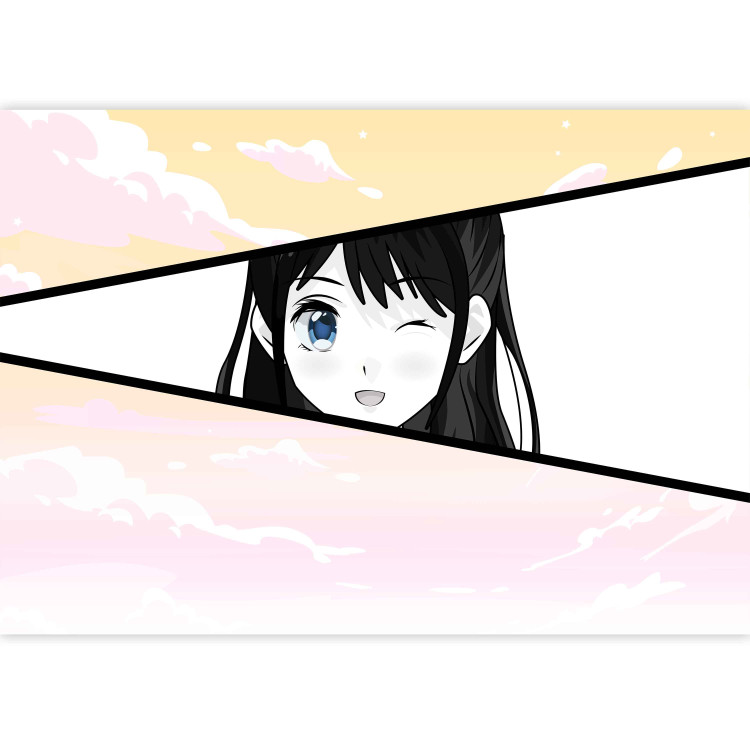 Wall Mural Girl in a Manga Style - Comic Book Character Against a Pink-Yellow Sky Background 145511 additionalImage 3