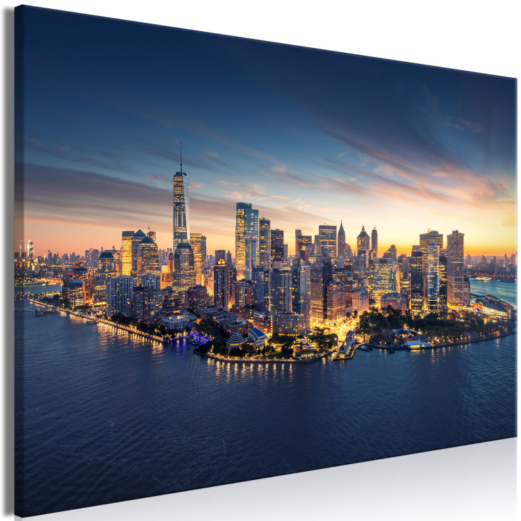 Canvas Print New York Skyscrapers - View of the US Night City in the Colors of Blue 147711 additionalImage 2