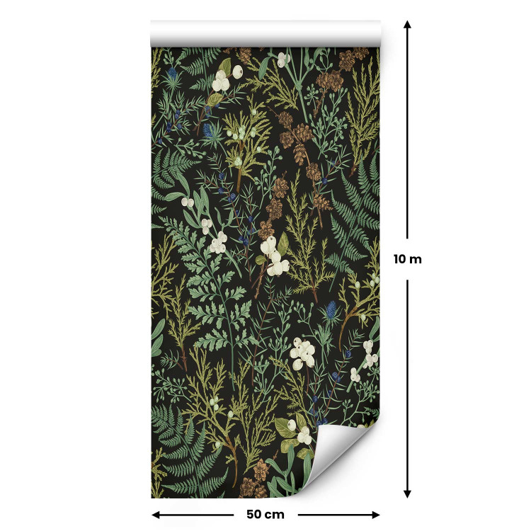 Modern Wallpaper Botanical Pattern - Numerous Species of Leaves on a Graphite Background 149911 additionalImage 7