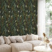Modern Wallpaper Botanical Pattern - Numerous Species of Leaves on a Graphite Background 149911