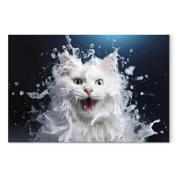 Canvas Print AI Norwegian Forest Cat - Wet Animal Fantasy Portrait - Horizontal 150111