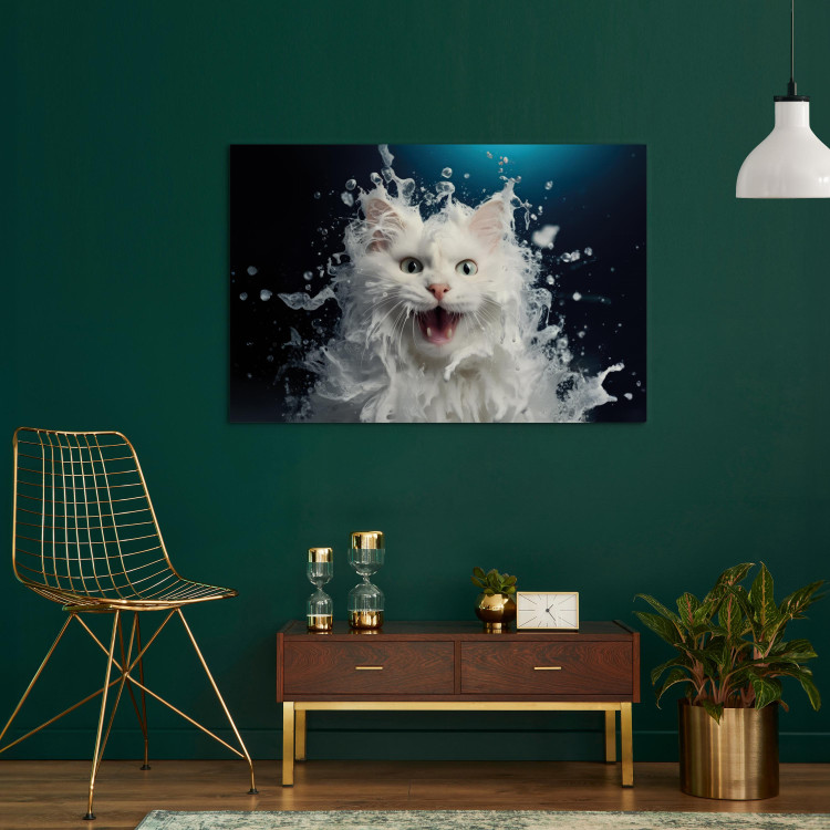 Canvas Print AI Norwegian Forest Cat - Wet Animal Fantasy Portrait - Horizontal 150111 additionalImage 11