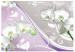 Photo Wallpaper White Orchids - Floral Motif on a Gray Background with Violet Elements 60311 additionalThumb 1