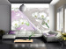 Photo Wallpaper White Orchids - Floral Motif on a Gray Background with Violet Elements 60311