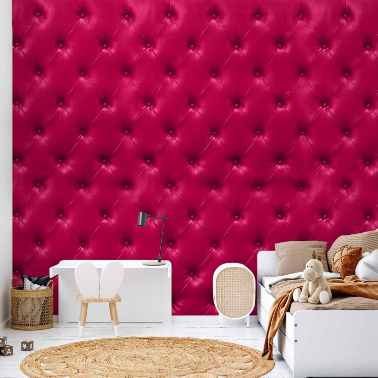 Wall Mural Luxury - Background Imitating Fuchsia Quilted Leather Texture 61011