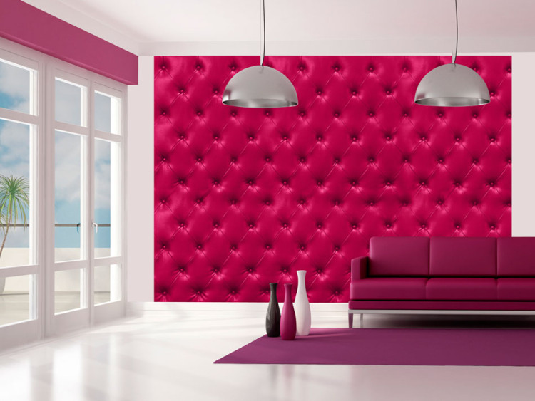 Wall Mural Luxury - Background Imitating Fuchsia Quilted Leather Texture 61011