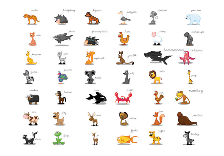 Photo Wallpaper Learning Animals in English - Various colorful animals for children 61211 additionalImage 1