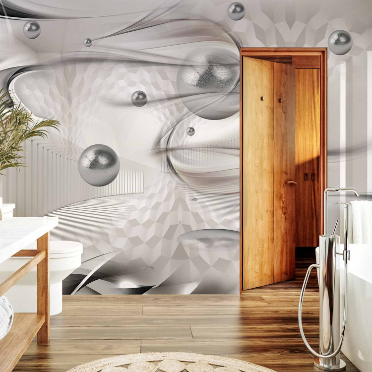 Photo Wallpaper Futuristic Art - silver spheres surrounded by columns and designs 62111 additionalImage 8