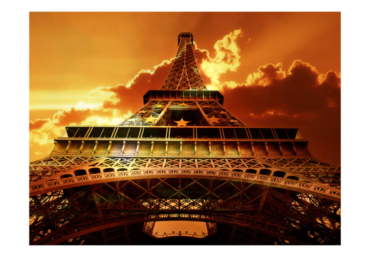 Photo Wallpaper Urban architecture of Paris - the French Eiffel Tower from below in sepia 97211 additionalImage 1