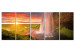 Canvas Art Print Sunny Waterfall (5-piece) - Landscape with Sunset in Mountains 105621