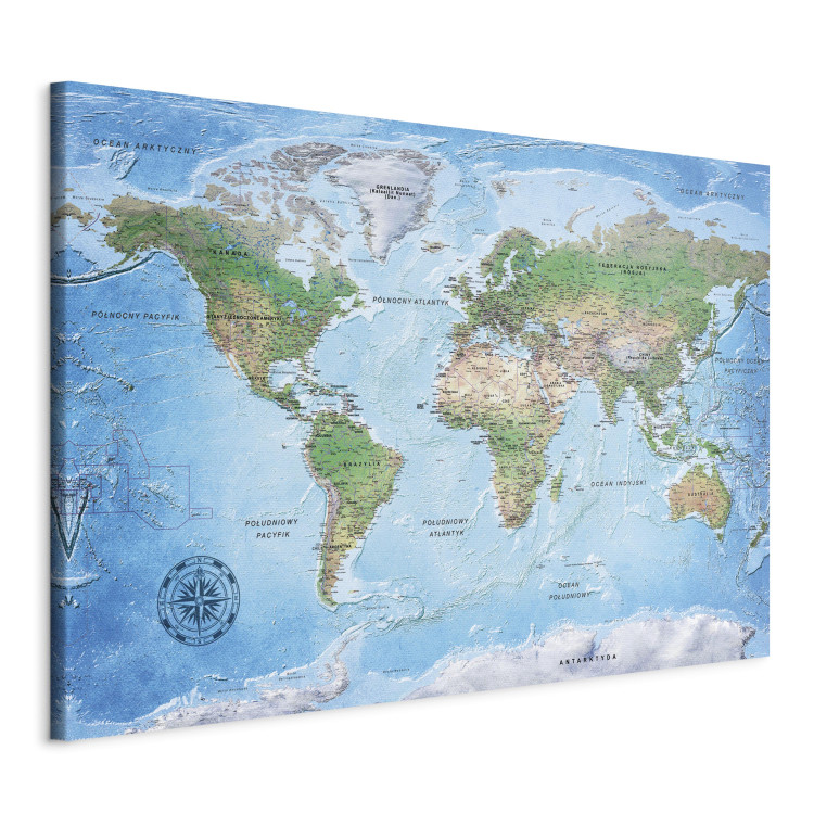 Canvas Print World Map: Blue Planet (PL) (1-piece) - Lands and Oceans 106521 additionalImage 2