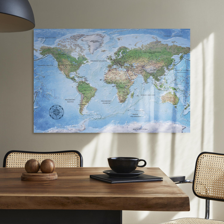 Canvas Print World Map: Blue Planet (PL) (1-piece) - Lands and Oceans 106521 additionalImage 3