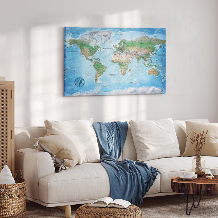 Canvas Print World Map: Blue Planet (PL) (1-piece) - Lands and Oceans 106521 additionalImage 10