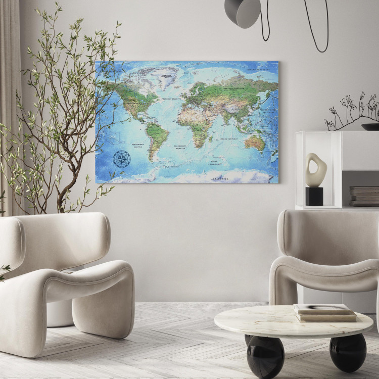 Canvas Print World Map: Blue Planet (PL) (1-piece) - Lands and Oceans 106521 additionalImage 5