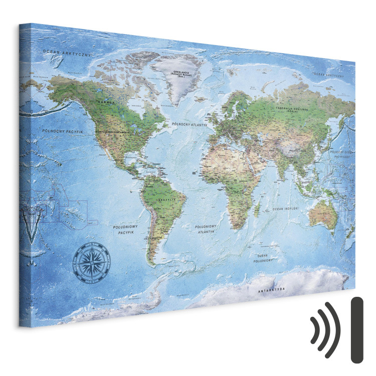 Canvas Print World Map: Blue Planet (PL) (1-piece) - Lands and Oceans 106521 additionalImage 8