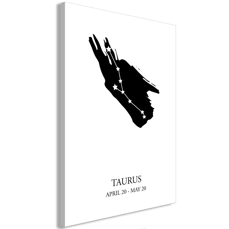 Canvas Print Zodiac Sign Taurus (1-Piece) - Black and White Graphic Design 114821 additionalImage 2