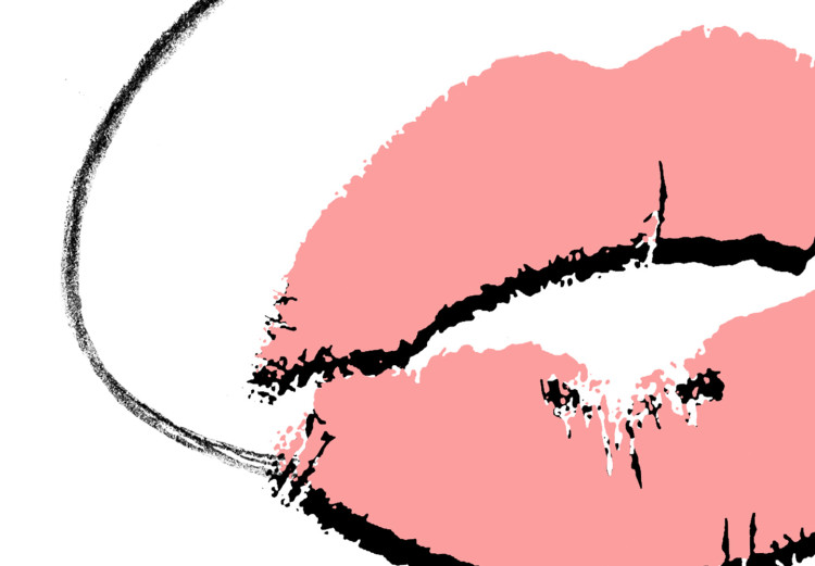 Canvas Woman's Lips (1-part) - Black and White Outline of a Delicate Face 115221 additionalImage 4