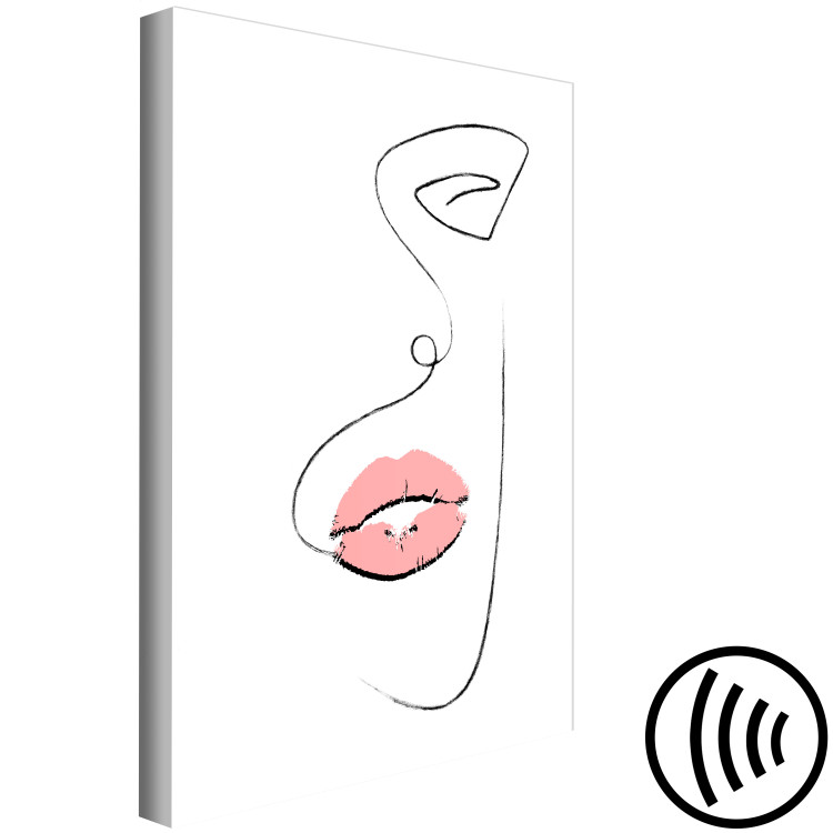 Canvas Woman's Lips (1-part) - Black and White Outline of a Delicate Face 115221 additionalImage 6