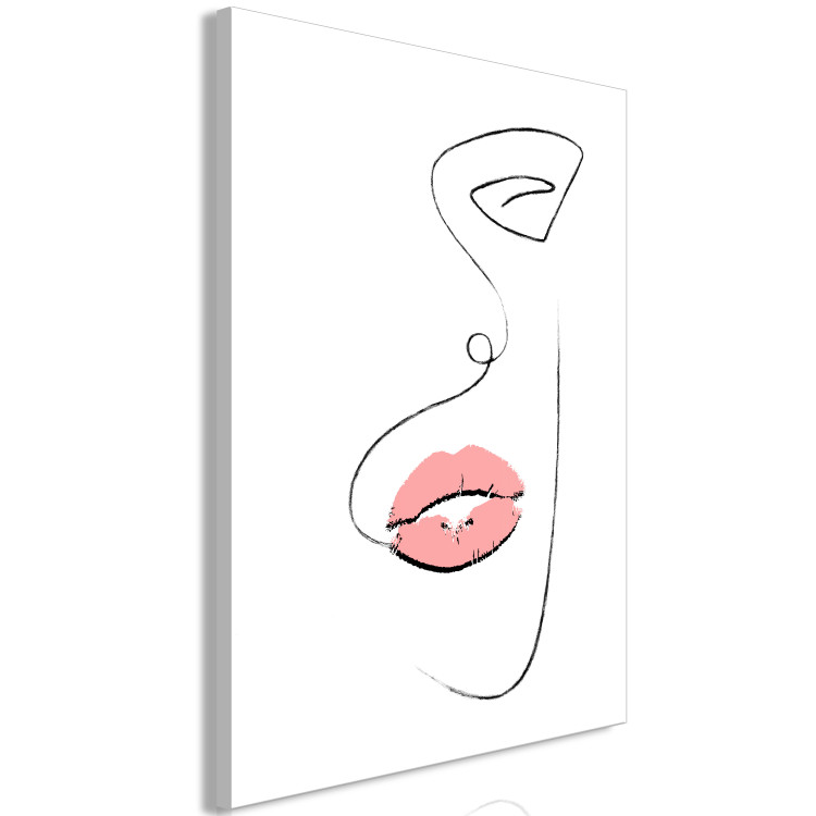 Canvas Woman's Lips (1-part) - Black and White Outline of a Delicate Face 115221 additionalImage 2