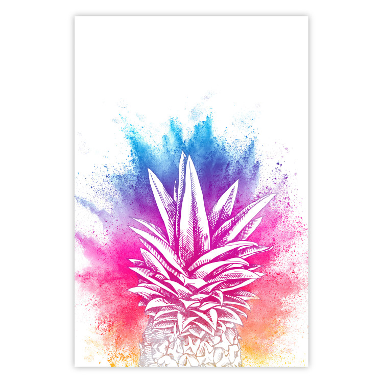 Poster Colorful Pineapple - composition with a tropical fruit on an explosion of colors background 115321