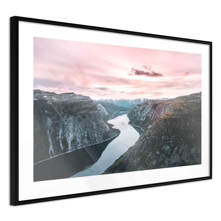 Poster Lake Ringedalsvatnet - majestic landscape of mountains and pink sky 117621 additionalImage 11