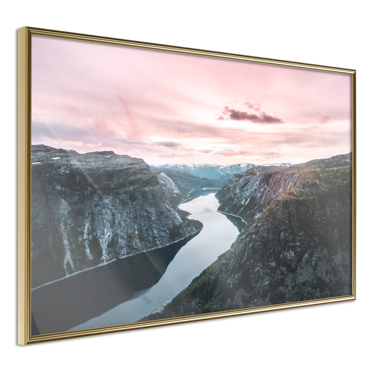Poster Lake Ringedalsvatnet - majestic landscape of mountains and pink sky 117621 additionalImage 12