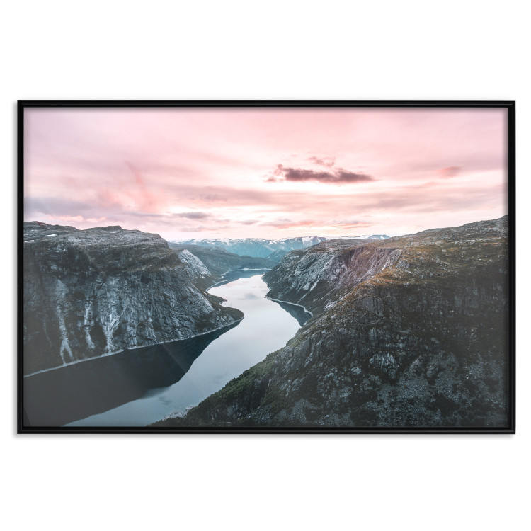 Poster Lake Ringedalsvatnet - majestic landscape of mountains and pink sky 117621 additionalImage 18