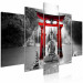 Canvas Print Buddha Smile (5 Parts) Wide Red 121921 additionalThumb 2