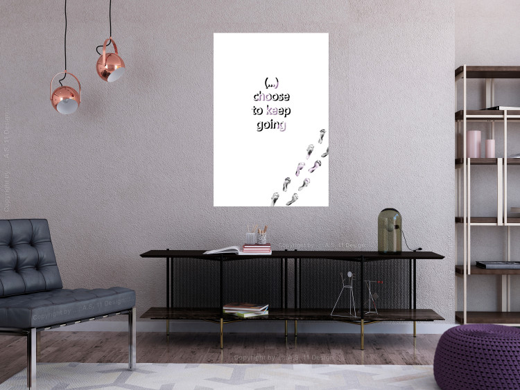 Wall Poster Choose to Keep Going - black English text and footprints 123221 additionalImage 17